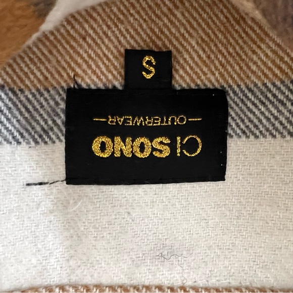 CI SONO | Brown, tan & white lightweight summer long plaid shacket jacket coat - Picture 10 of 15